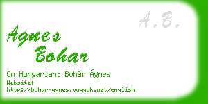 agnes bohar business card